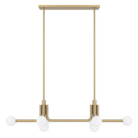 Stockholm 50-inch 8-light Champagne Gold Linear Chandelier with Opal Glass Shades