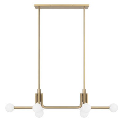 Stockholm 50-inch 8-light Champagne Gold Linear Chandelier with Opal Glass Shades