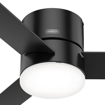 52 inch Minimus Matte Black Low Profile Ceiling Fan with LED Light Kit and Handheld Remote