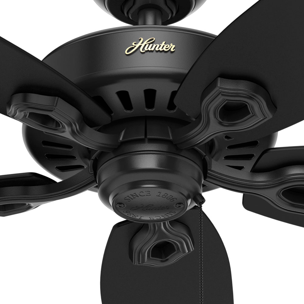 52 inch Builder Matte Black Damp Rated Ceiling Fan and Pull Chain
