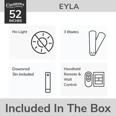 Casablanca 52 inch Eyla ENERGY STAR® Brushed Nickel Ceiling Fan and Wall Control and Handheld Remote
