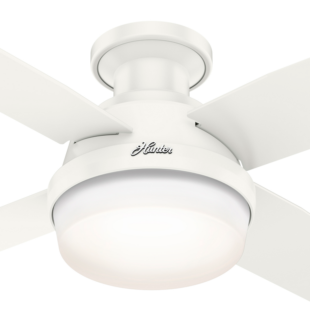 44 inch Dempsey Fresh White Low Profile Damp Rated Ceiling Fan with LED Light Kit and Handheld Remote