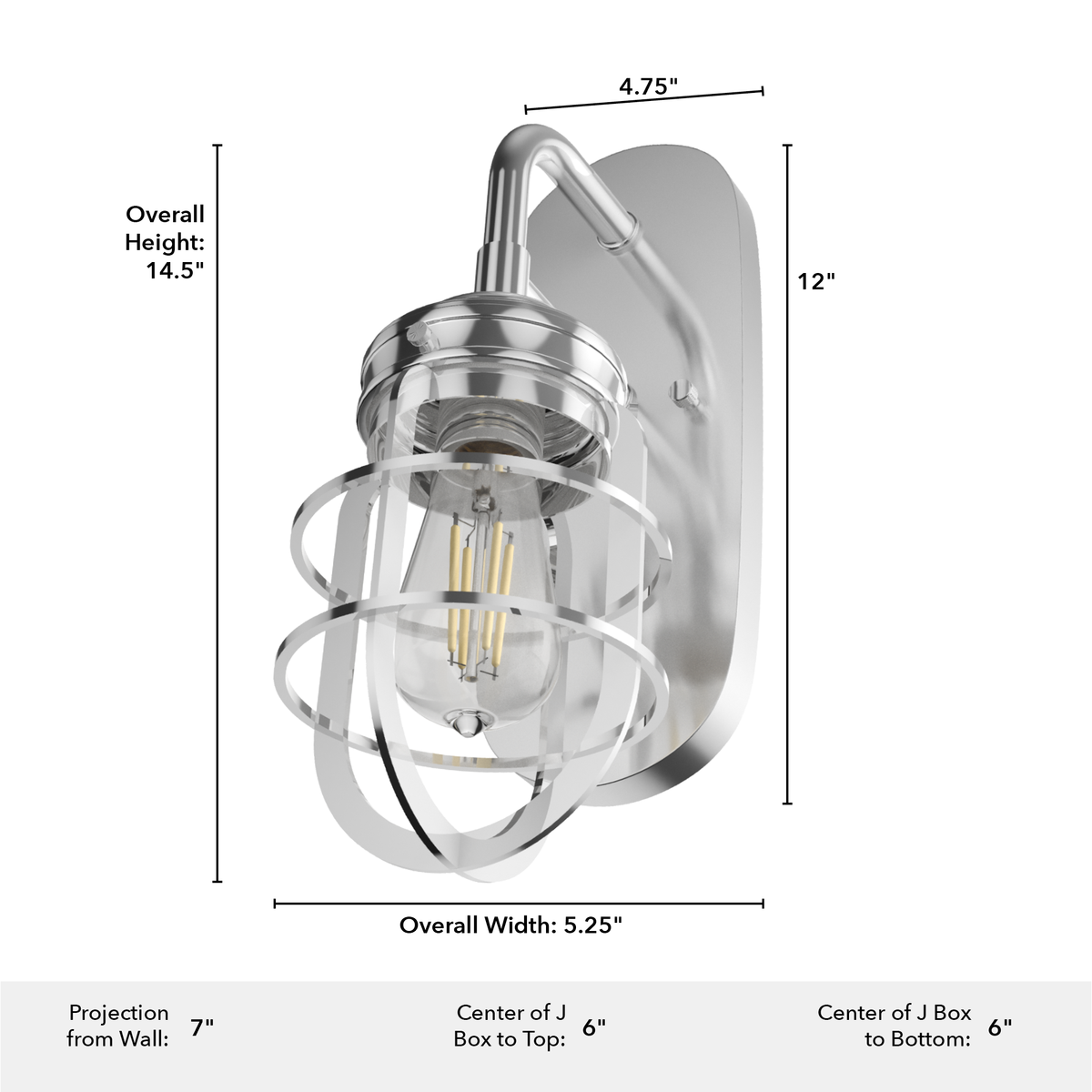 Starklake 14.5-inch 1-light Chrome Wall Sconce with Metal Shade