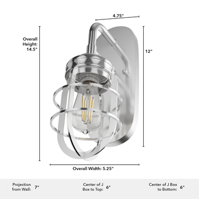Starklake 14.5-inch 1-light Chrome Wall Sconce with Metal Shade