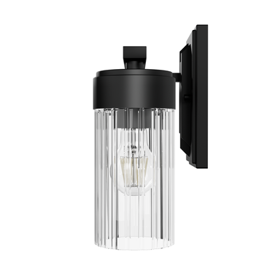 Gatz 22.25-inch 3-light Matte Black Vanity Light with Clear Fluted Glass