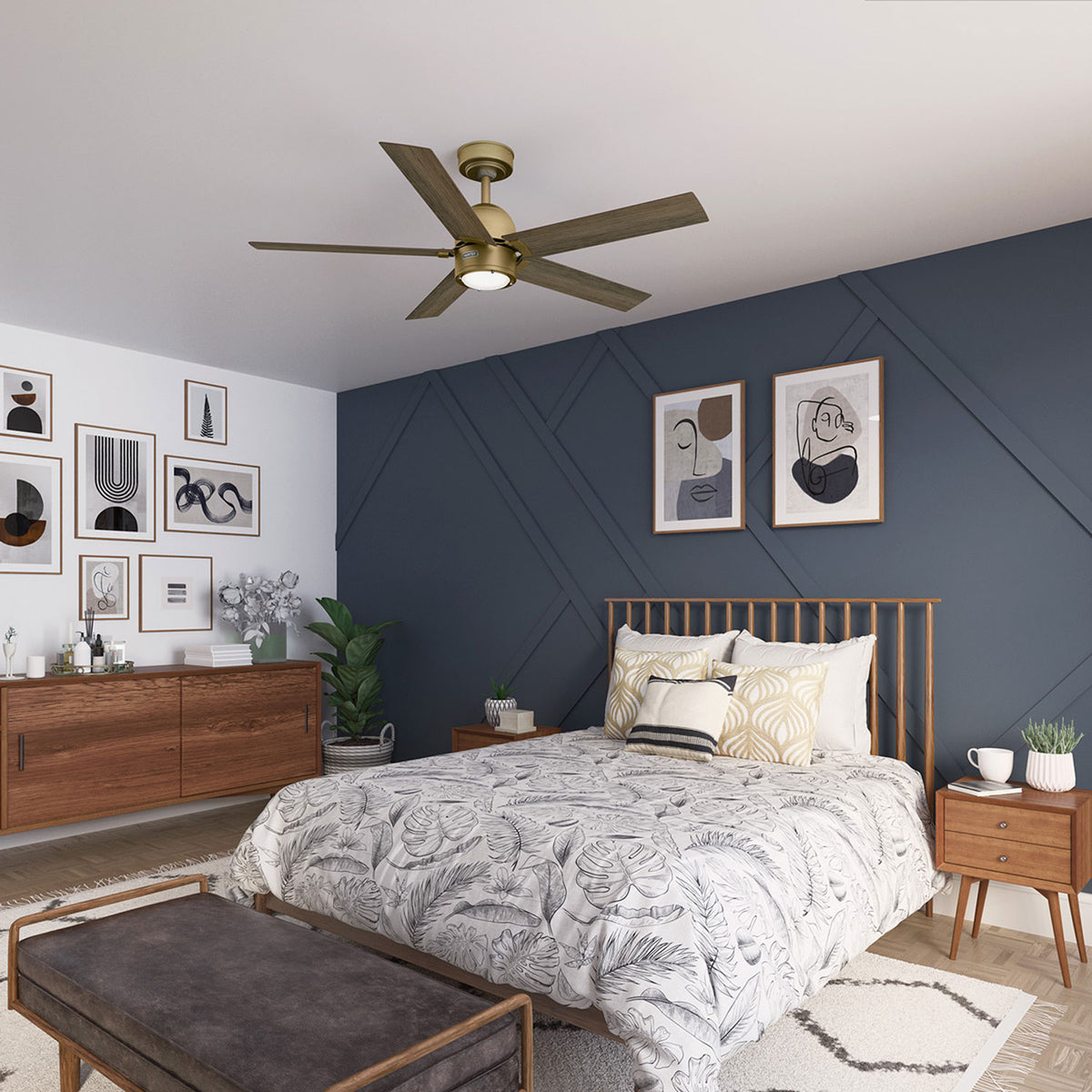 52 inch Erling ENERGY STAR® Luxe Gold Ceiling Fan with LED Light Kit and Handheld Remote