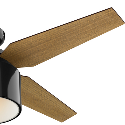 52 inch Cranbrook Gloss Black Low Profile Ceiling Fan with LED Light Kit and Handheld Remote