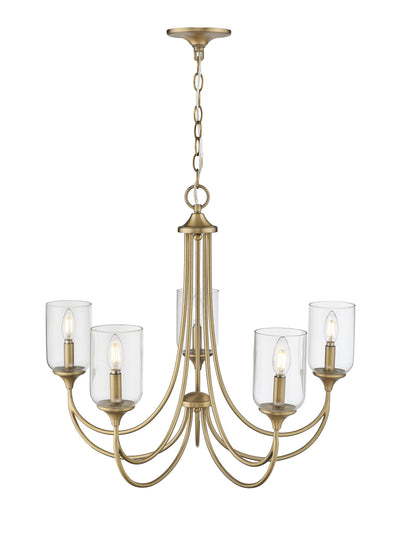 23'' Waddingham Vintage Brass 5 Light Chandelier