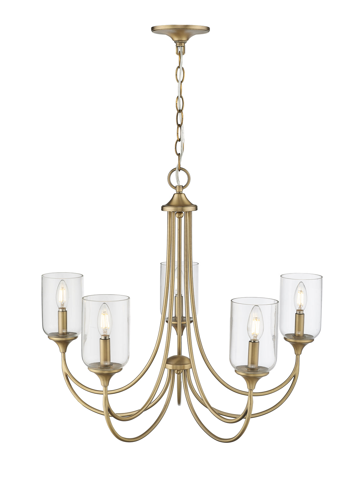 23'' Waddingham Vintage Brass 5 Light Chandelier