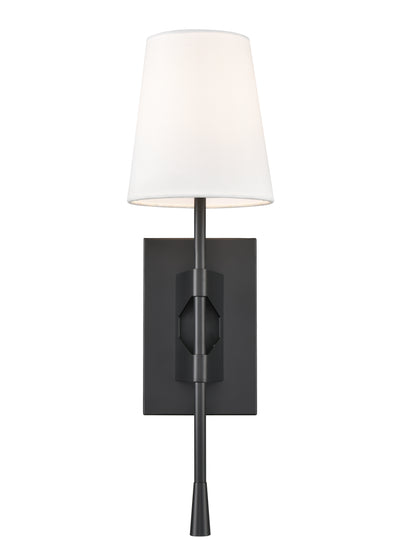 19.5-inch Matte Black 1-Light Linen Fabric Shade Wall Sconce