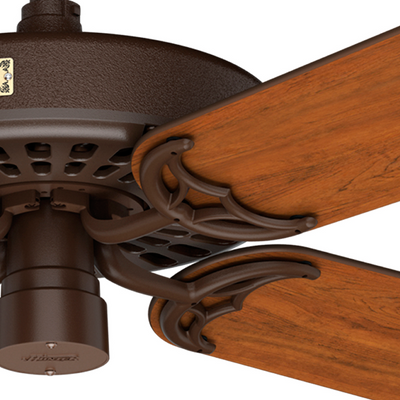 52 inch Original Chestnut Brown Damp Rated Ceiling Fan and Pull Chain