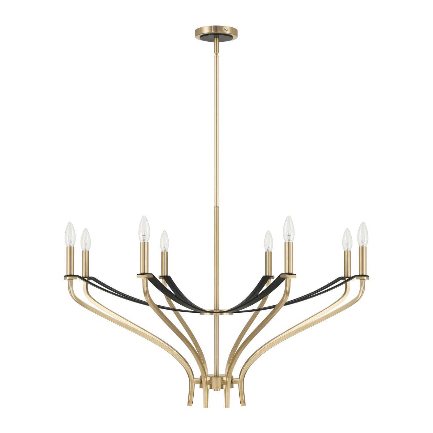Sussex 36-inch 8-light Champagne Gold and Black Faux Leather Chandelier