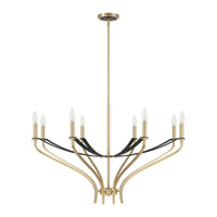 Sussex 36-inch 8-light Champagne Gold and Black Faux Leather Chandelier