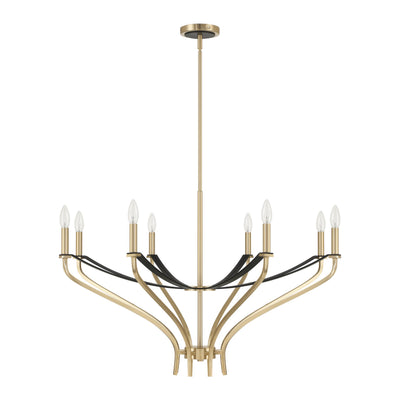 Sussex 36-inch 8-light Champagne Gold and Black Faux Leather Chandelier