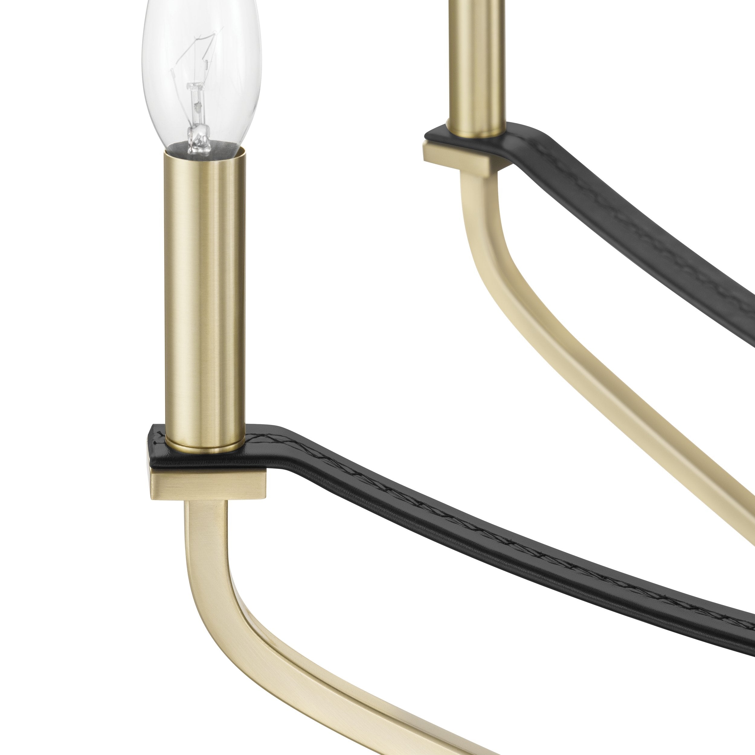 Sussex 36-inch 8-light Champagne Gold and Black Faux Leather Chandelier