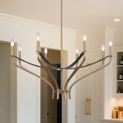 Sussex 36-inch 8-light Champagne Gold and Black Faux Leather Chandelier