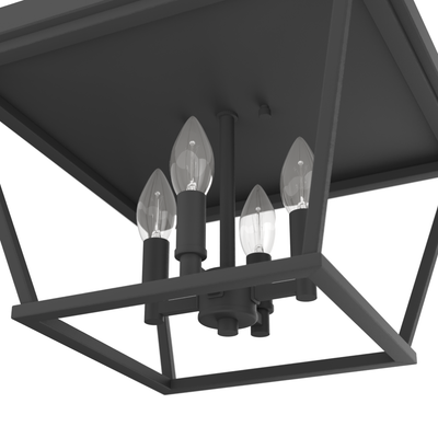 Laurel Ridge 14-inch 4-light Natural Black Iron Flush Mount Ceiling Light