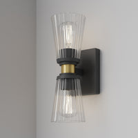 4.25'' Lustria Matte Black 2 Light Wall Sconce