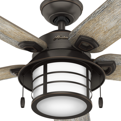 54 inch Key Biscayne Onyx Bengal Damp Rated Ceiling Fan with LED Light Kit and Pull Chain