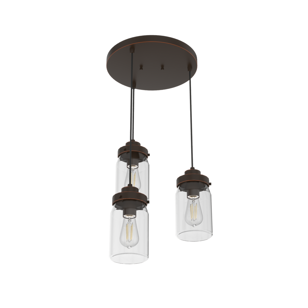 Devon Park 14.5-inch 3-light Onyx Bengal Round Pendant Cluster with Clear Glass