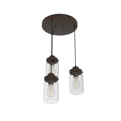 Devon Park 14.5-inch 3-light Onyx Bengal Round Pendant Cluster with Clear Glass