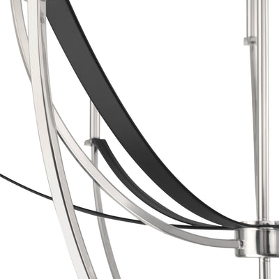 Sussex 40-inch 9-light Polished Nickel and Black Faux Leather Chandelier