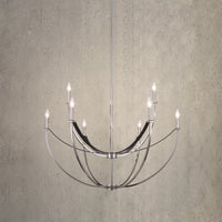 Sussex 40-inch 9-light Polished Nickel and Black Faux Leather Chandelier