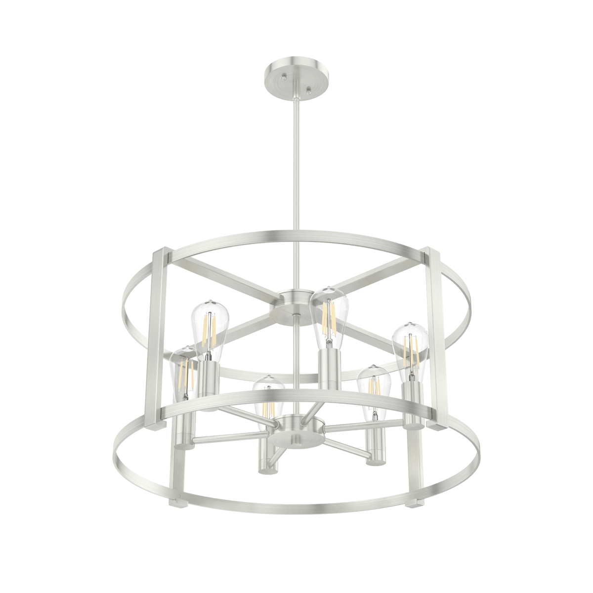 Astwood 26-inch 6-light Brushed Nickel Drum Chandelier with Clear Glass