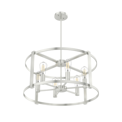 Astwood 26-inch 6-light Brushed Nickel Drum Chandelier with Clear Glass