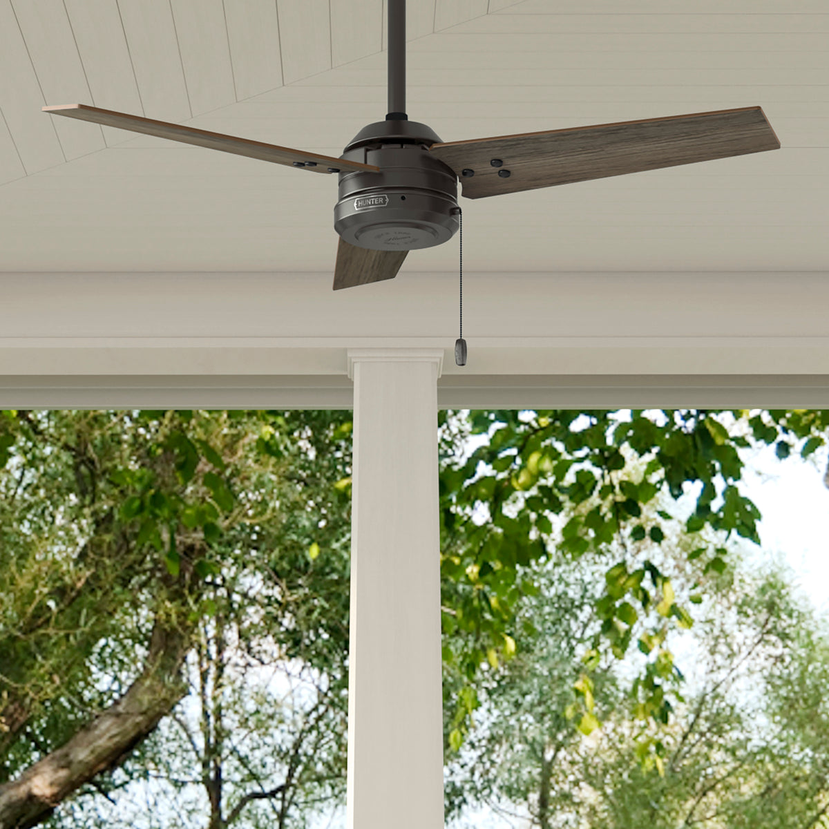 44 inch Cassius Noble Bronze Damp Rated Ceiling Fan and Pull Chain