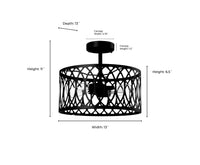 11'' Arelyn Matte Black 1 Light Semi-Flush Mount