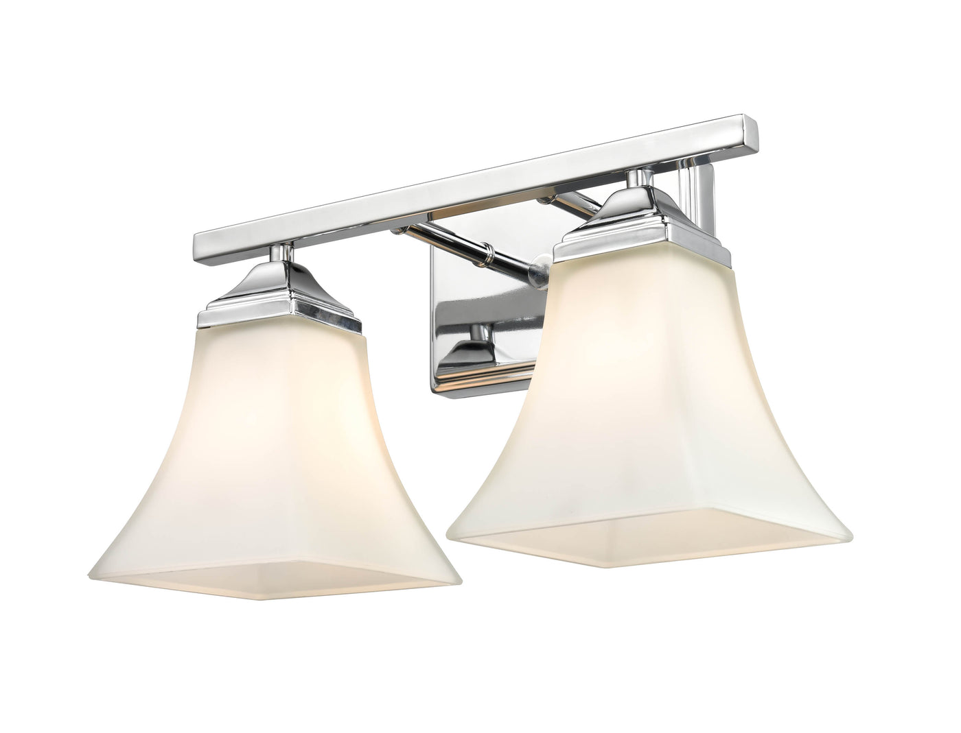 14-inch Chrome 2-Light Etched White Glass Bathroom Vanity Light