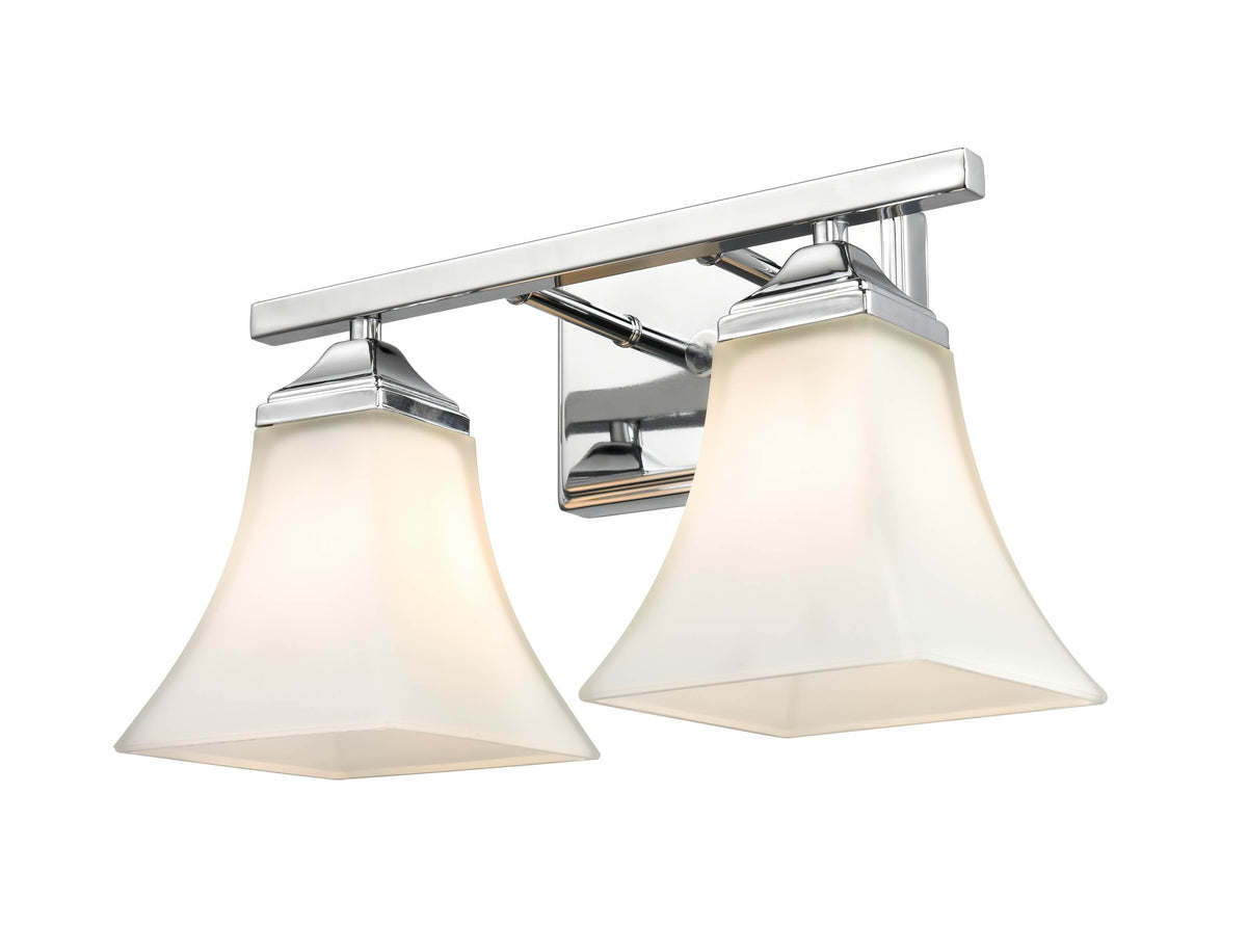 14-inch Chrome 2-Light Etched White Glass Bathroom Vanity Light