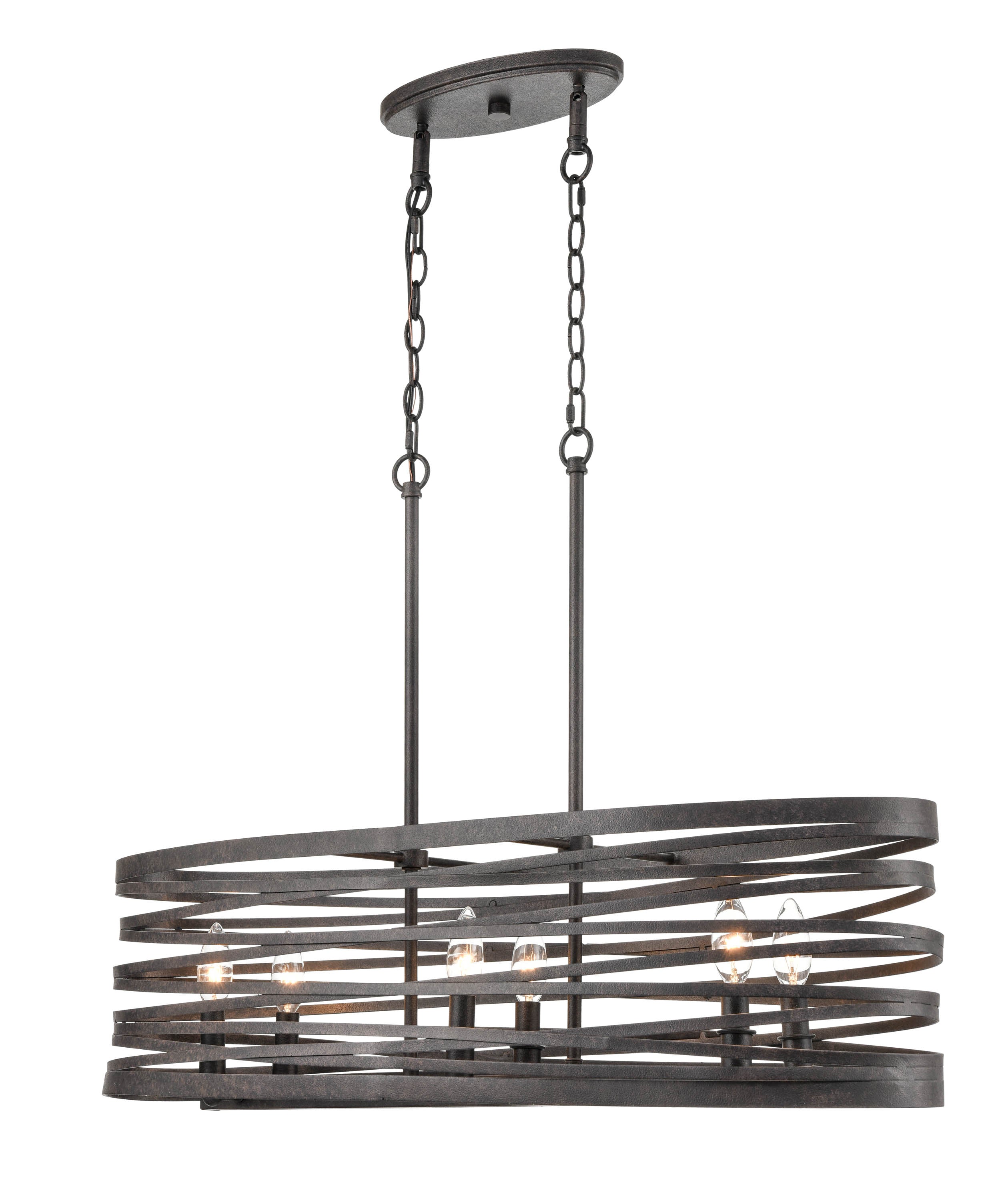 45-inch Weathered Iron 6-Light Linear Chandelier