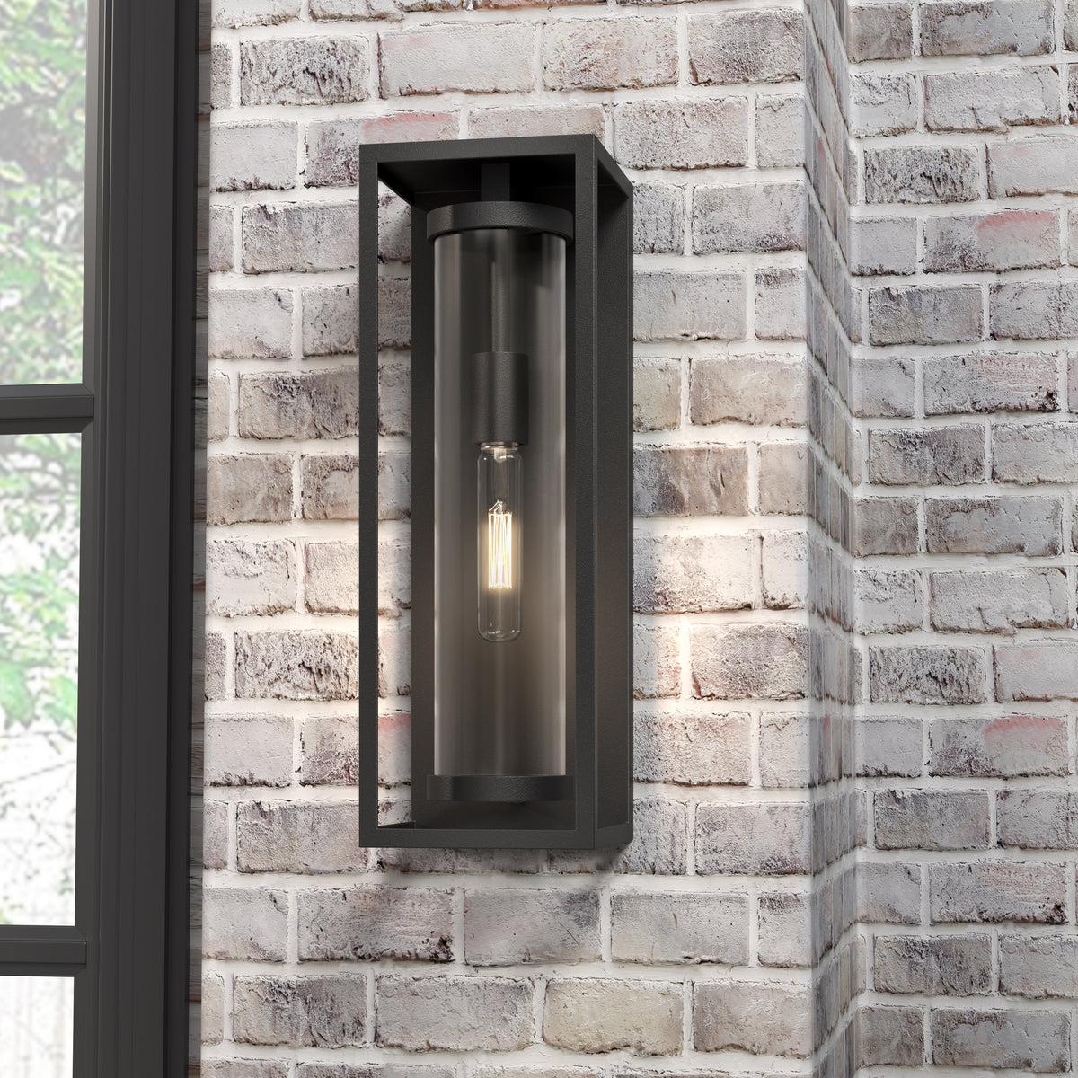 16.5-inch Caleb Textured Black 1-Light Outdoor Wall Sconce