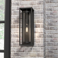 16.5-inch Caleb Textured Black 1-Light Outdoor Wall Sconce