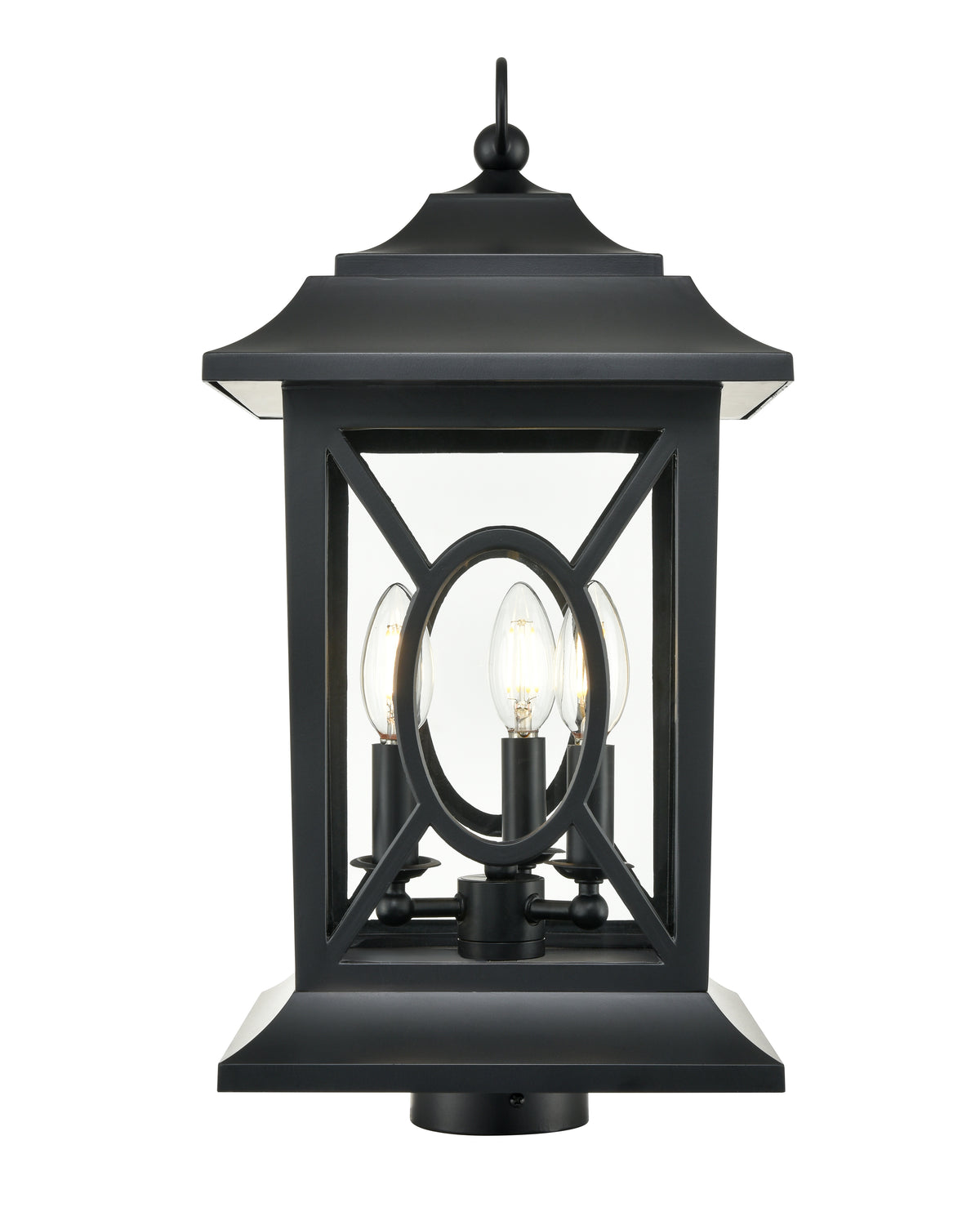 19.75'' Allbert Powder Coated Black 3 Light Post Lantern