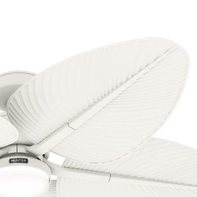 52 inch Tropic View Matte White Damp Rated Ceiling Fan with LED Light Kit and Wall Control