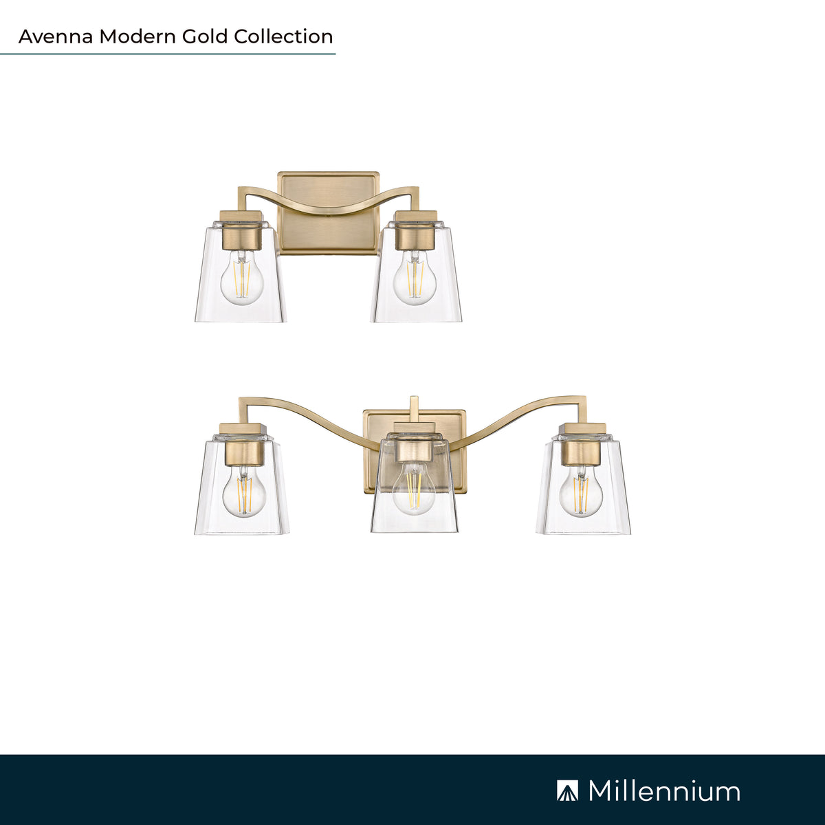 14'' Avenna Modern Gold 2 Light Bath Vanity