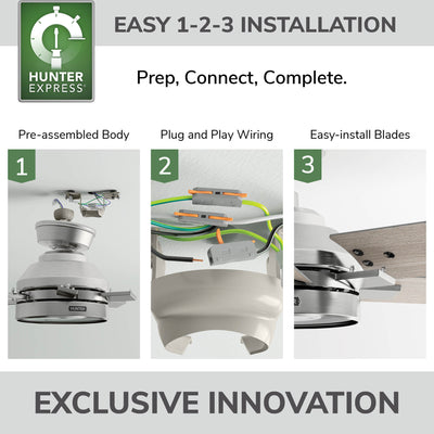 52 inch Georgetown ENERGY STAR® HunterExpress Brushed Nickel Ceiling Fan with LED Light Kit and Handheld Remote