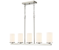 40-inch Verlana Brushed Nickel 5-Light Etched White Glass Linear Chandelier