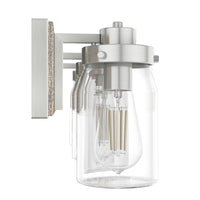 Devon Park 24-inch 3-light Brushed Nickel and Grey Wood Vanity Light with Clear Glass