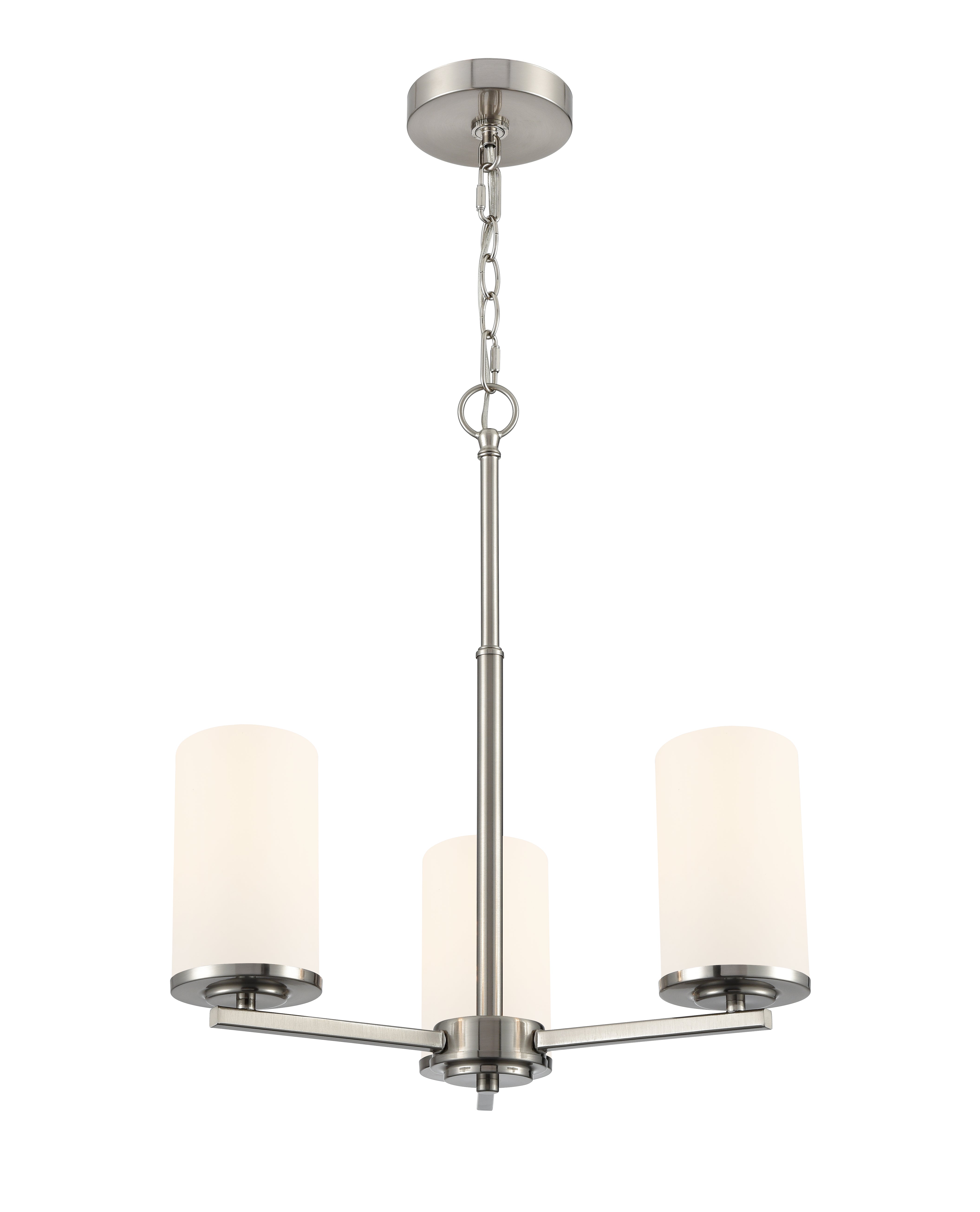 19-inch Verlana Brushed Nickel 3-Light Etched White Glass Chandelier