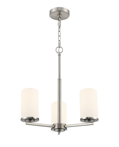 19-inch Verlana Brushed Nickel 3-Light Etched White Glass Chandelier