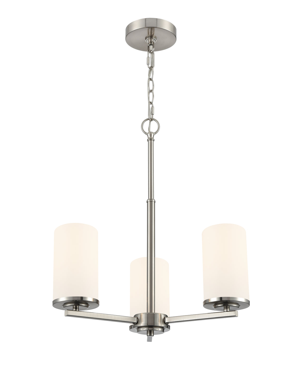 19-inch Verlana Brushed Nickel 3-Light Etched White Glass Chandelier