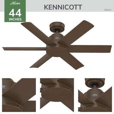 44 inch Kennicott Matte Bronze Damp Rated Ceiling Fan and Wall Control
