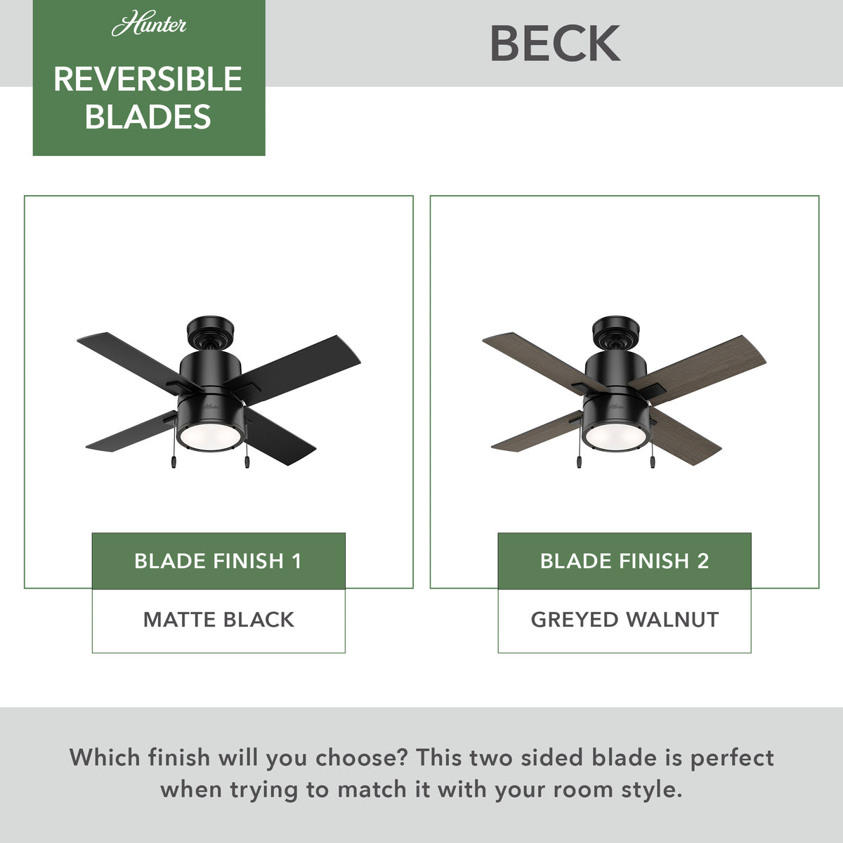 42 inch Beck Matte Black Ceiling Fan with LED Light Kit and Pull Chain