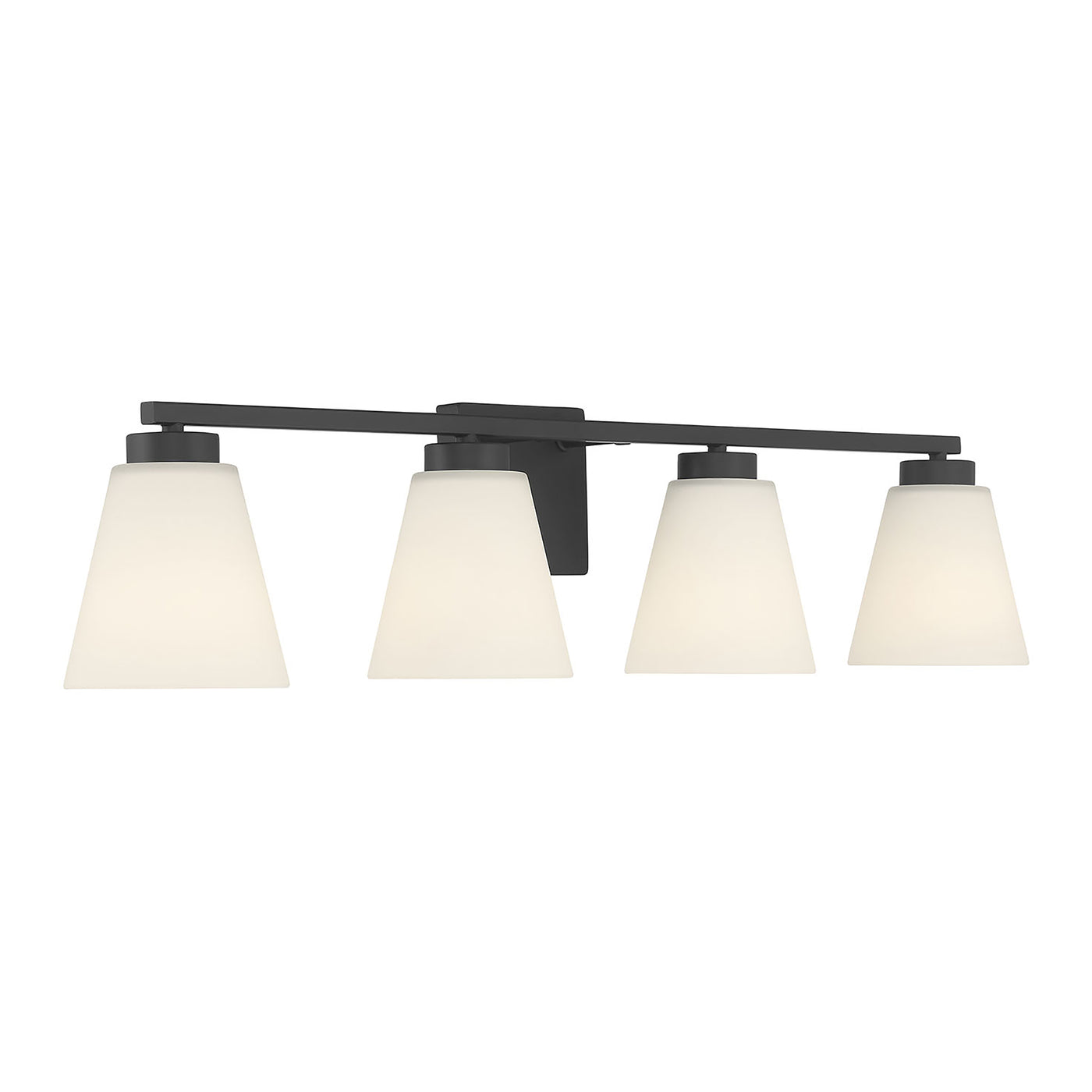 31-inch Strayhan Matte Black 4-Light White Frosted Glass Bathroom Vanity Light