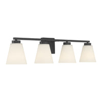 31-inch Strayhan Matte Black 4-Light White Frosted Glass Bathroom Vanity Light