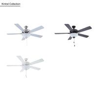 52 Inch Kintrel AC Brushed Nickel Indoor Ceiling Fan 5-Blade 2 Lights Reversible